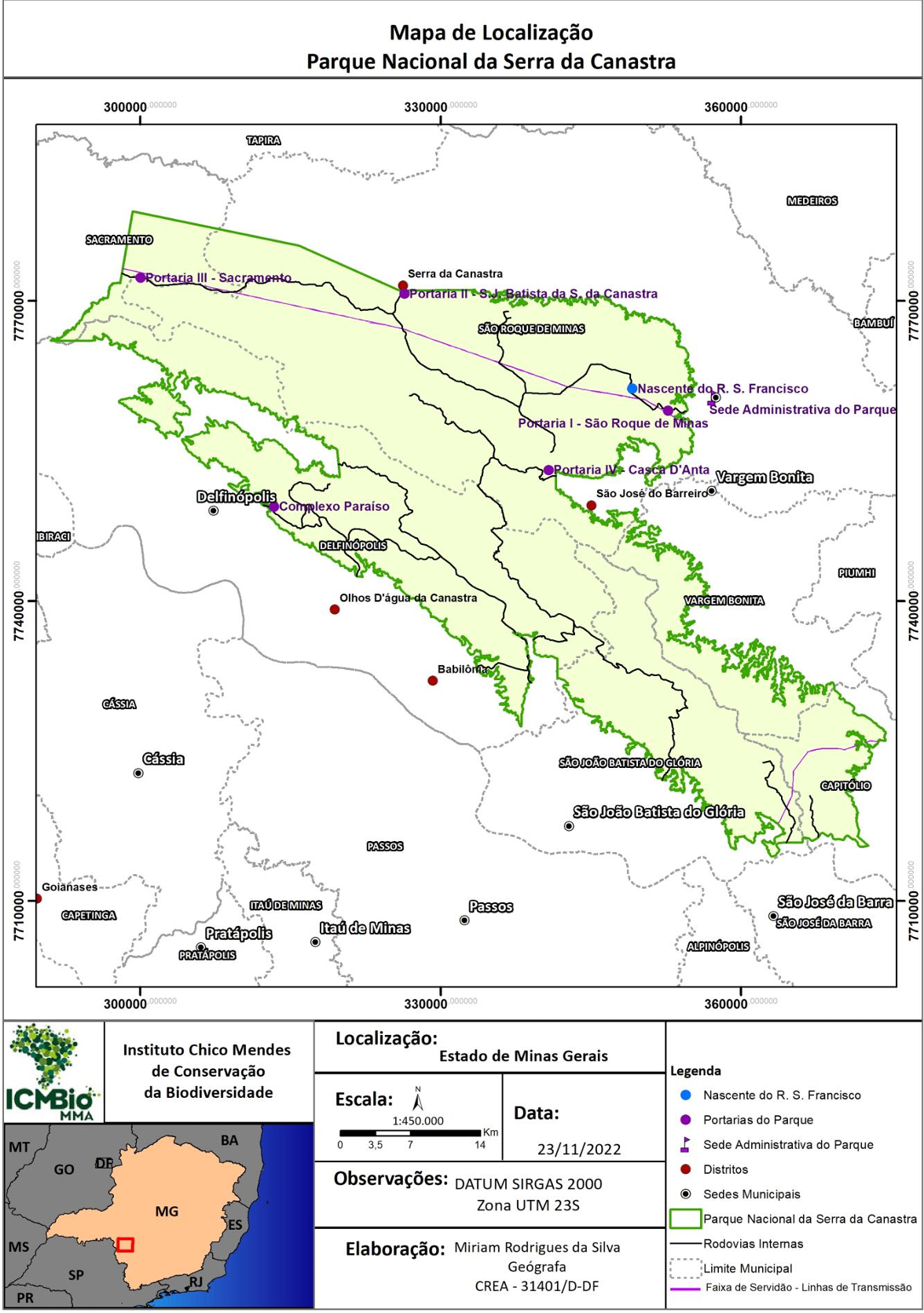 Mapa de Localização do Parque Nacional da Serra da Canastra