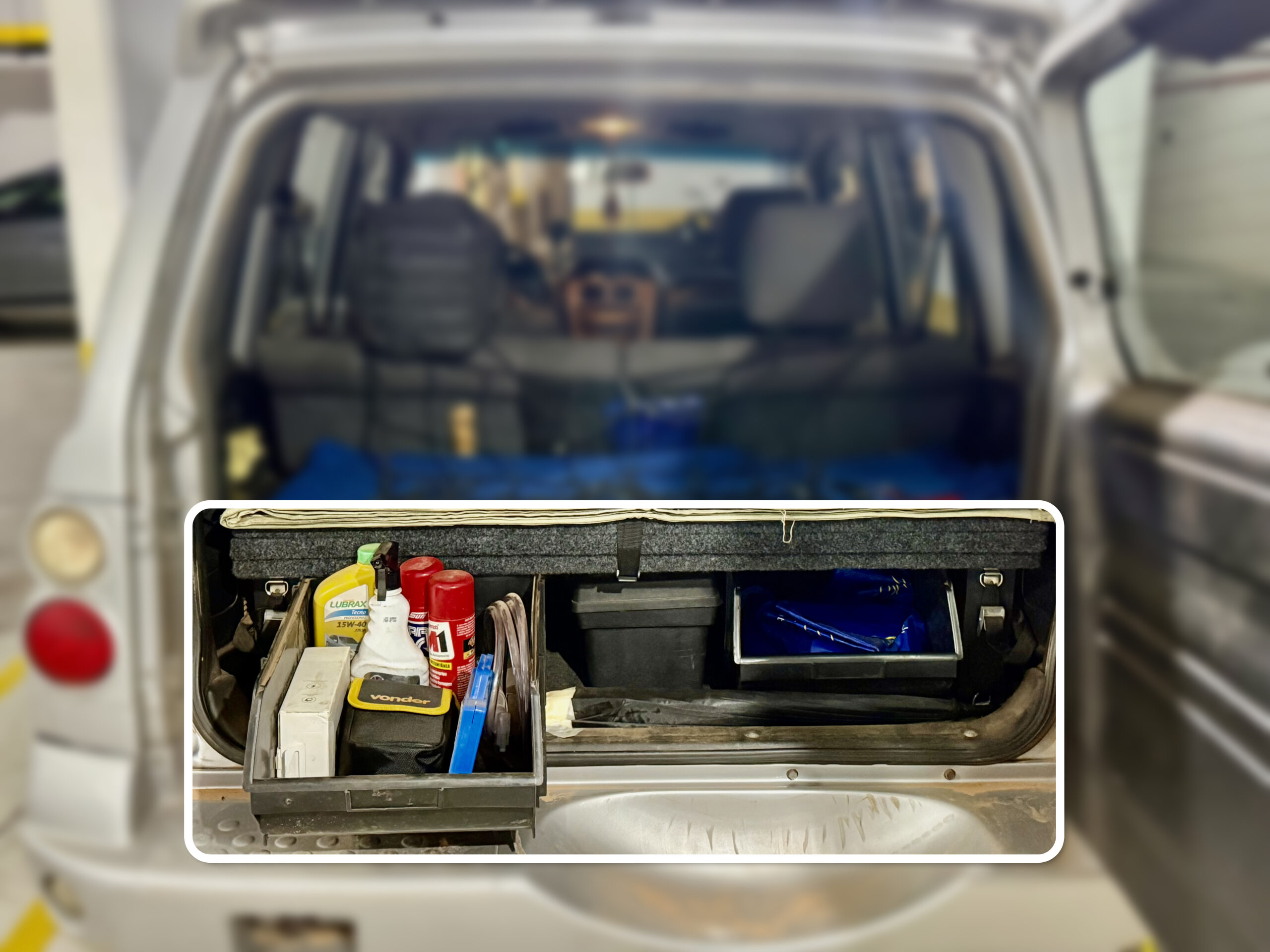 Organizadores "Bin" para organização de itens no porta malas