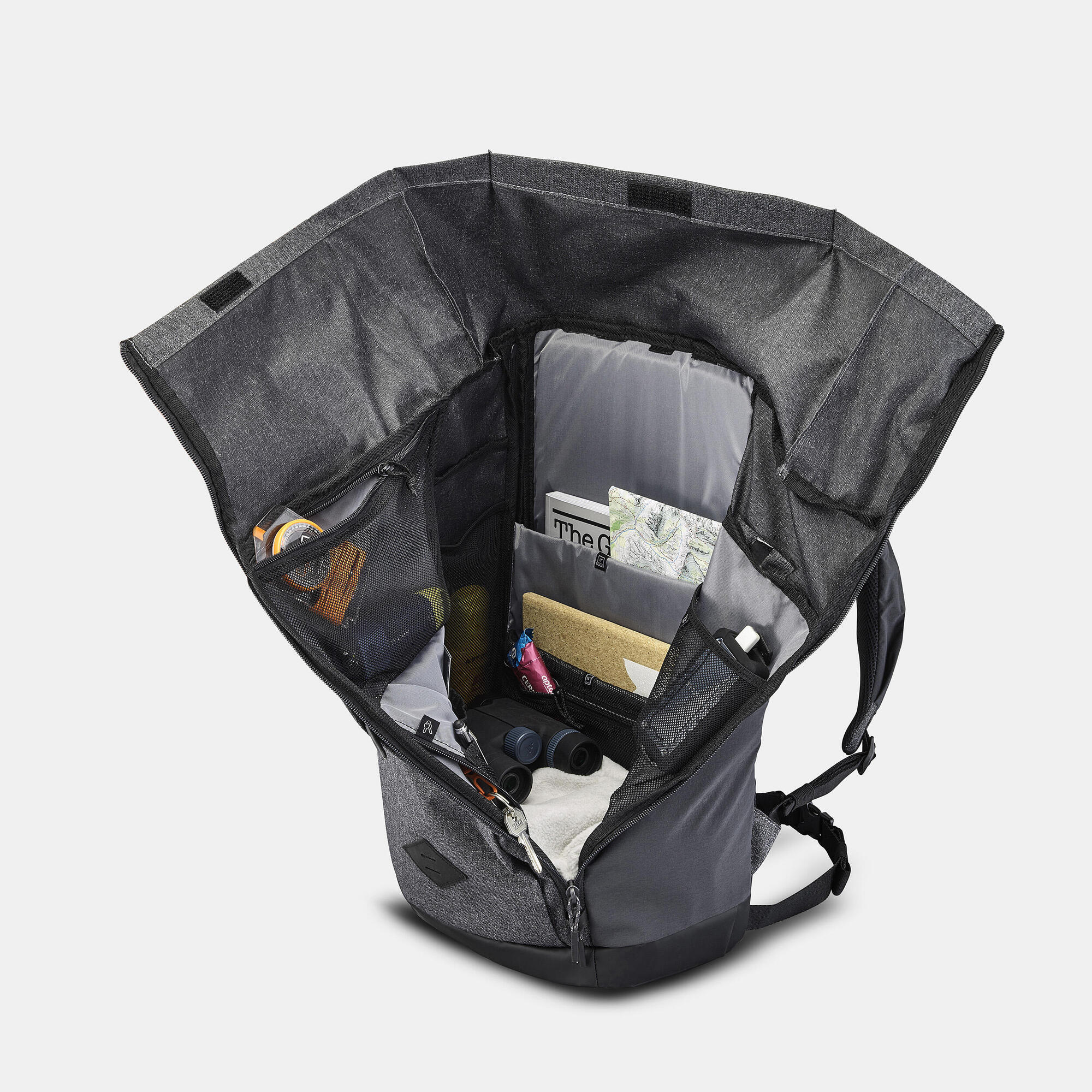 Mochila Quechua 32L Escape NH500: Aberta Lateralmente