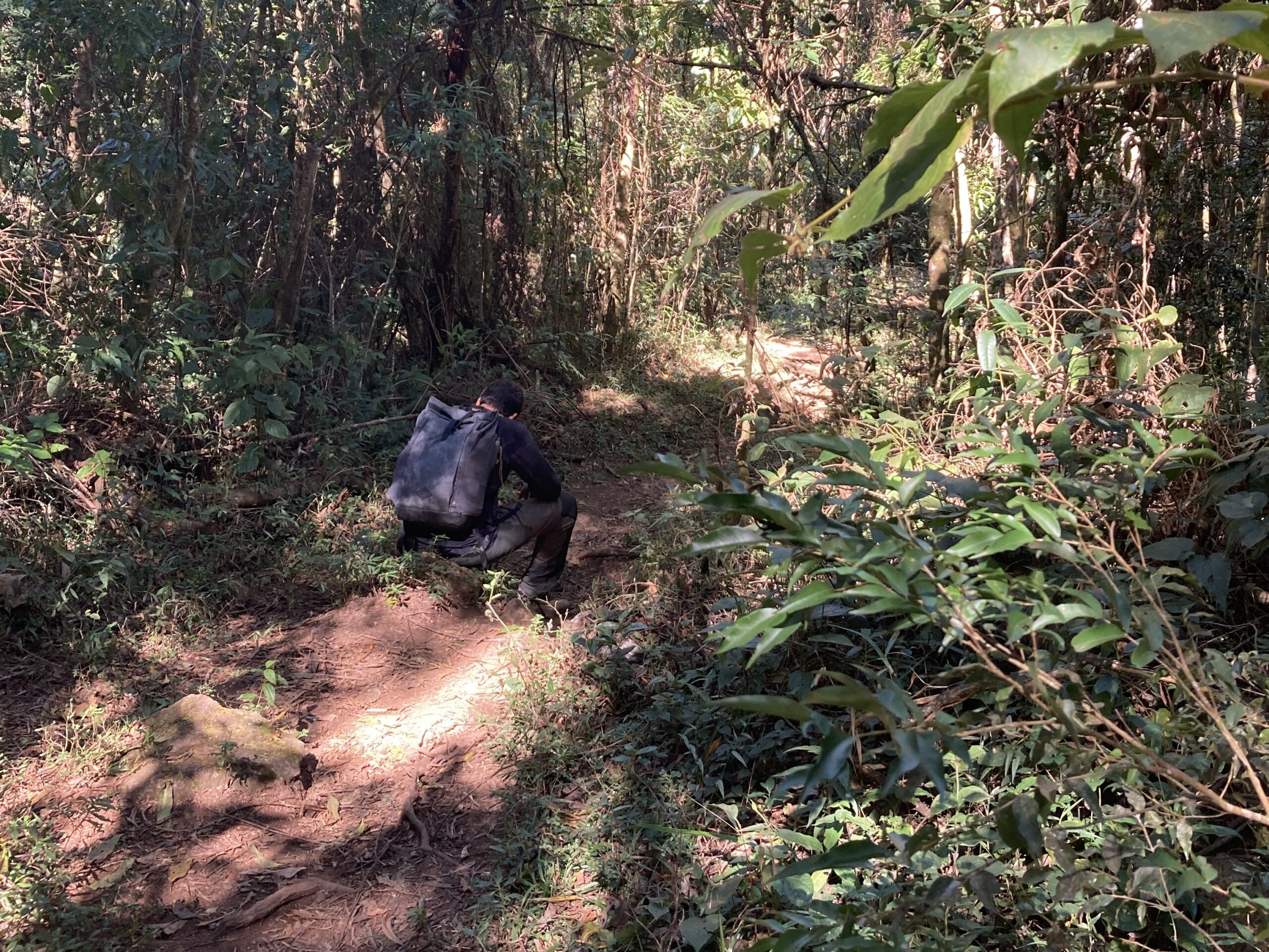 Fazendo um descanso na trilha da Pedra do Forno, em Gonçalves/MG.